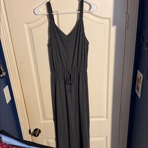 Charcoal Gray Sleeveless V-Neck Maxi Dress